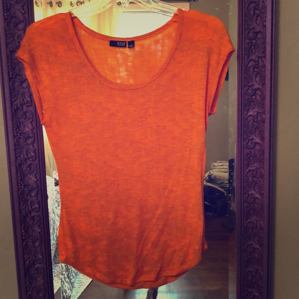 a.n.a. Orange thin short sleeve sweater/blouse